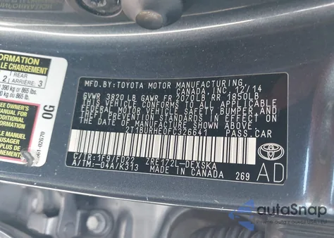 2015 Toyota Corolla S из США, поврежденный, VIN 2T1BURHE0FC326641